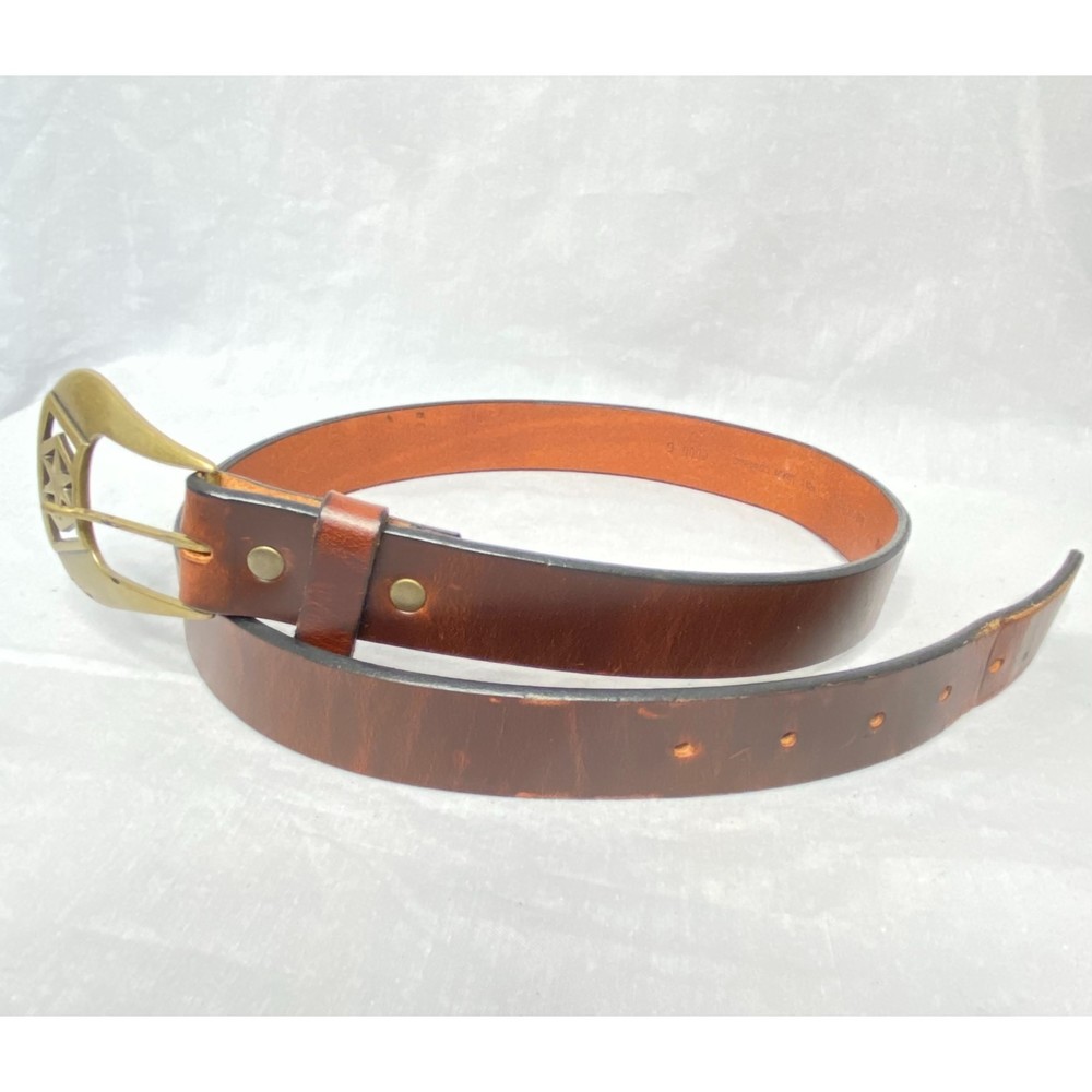 💎Full Grain Cowhide Unisex Belt Western Style Tan Made In USA Size 34